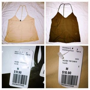FOREVER 21 taupe and olive tank tops blouses sheer